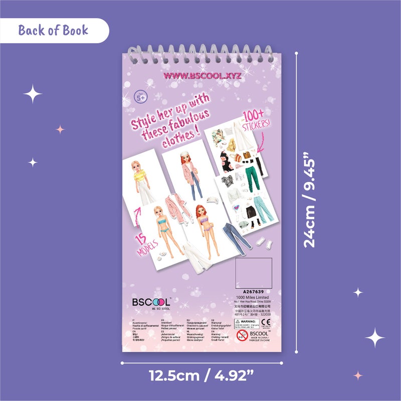 BSCOOL Sticker Dress up - Sticker Activity Book for Kids. Learn Girls Fashion Design with Stickers and Guides for Kids 5 and up. Little Designer Creativity Book. Stickers, Paper Dolls. Gift for Girls - Image 4
