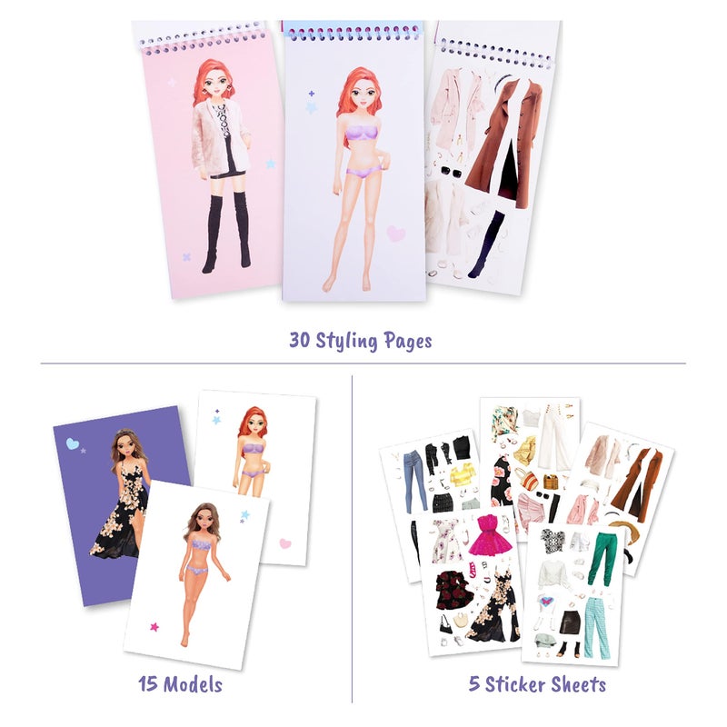 BSCOOL Sticker Dress up - Sticker Activity Book for Kids. Learn Girls Fashion Design with Stickers and Guides for Kids 5 and up. Little Designer Creativity Book. Stickers, Paper Dolls. Gift for Girls - Image 3