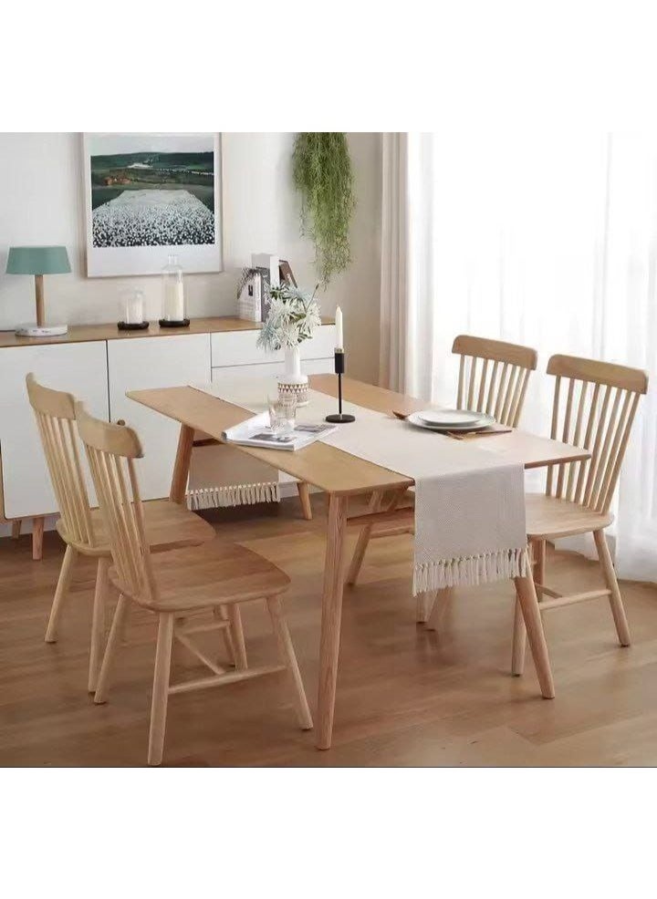 Elegant multi-purpose off-white macrame linen runner - for dining room, dressing table, and screen table