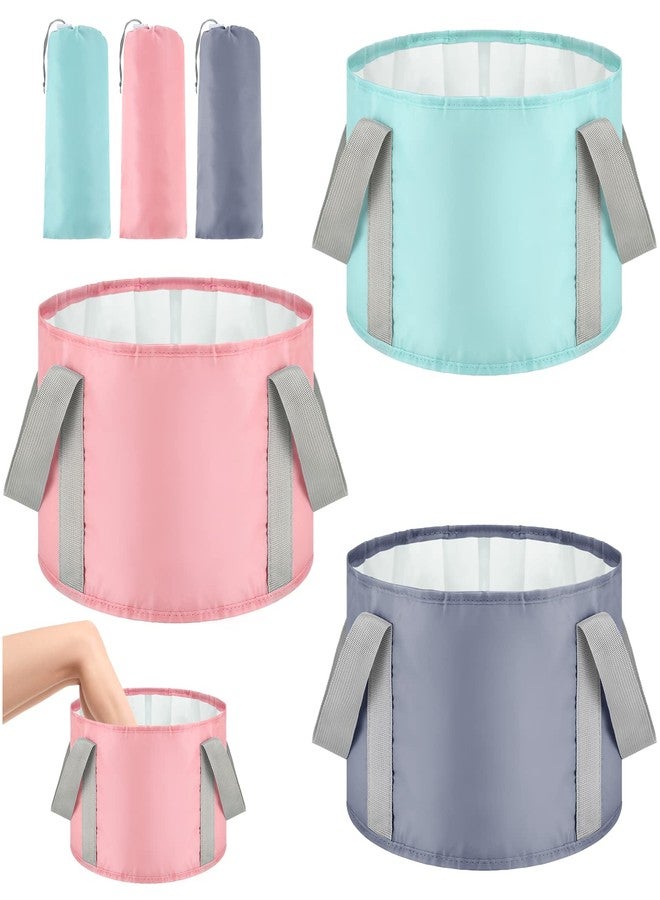Meanplan 3 Pieces Collapsible Portable Foot Soak Tub Soaking Foot Bath Basin Multifunctional Foldable Bucket Washing Camping Pedicure Bowl Outdoor Water Container for Fishing Hiking Spa Travel, 3 Colors, 14 L - Image 1