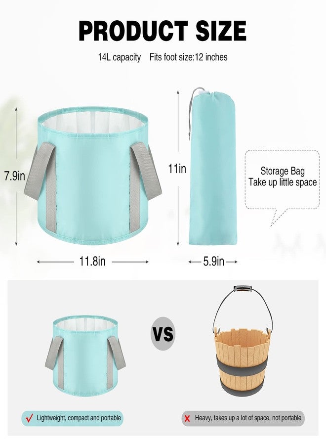 Meanplan 3 Pieces Collapsible Portable Foot Soak Tub Soaking Foot Bath Basin Multifunctional Foldable Bucket Washing Camping Pedicure Bowl Outdoor Water Container for Fishing Hiking Spa Travel, 3 Colors, 14 L - Image 3