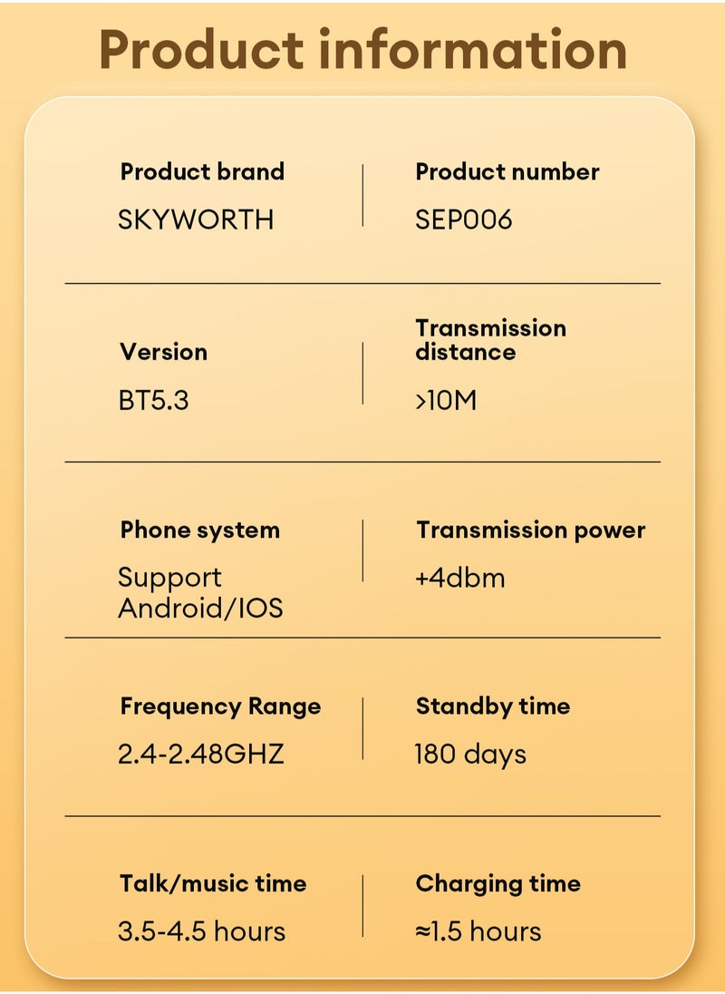 Skyworth SEP006 TWS Wireless Bluetooth Headset Dual Stereo Subwoofer Touch Control Ultra Long Standby - pzsku/ZA03B36B7AFACC0973D18Z/45/_/1708501089/0facaa4b-6ace-4bdd-93c3-4251b561e7b7