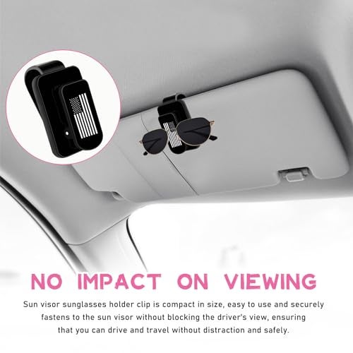 Ohleats Sunglasses Holder for Car Sun Visor, US Flag Metal Auto Eyeglass Hanger Clip, Multi-Function Ticket Card Clip Eyeglasses Mount, Truck Car Accessories for Men Women (Black) - Image 4