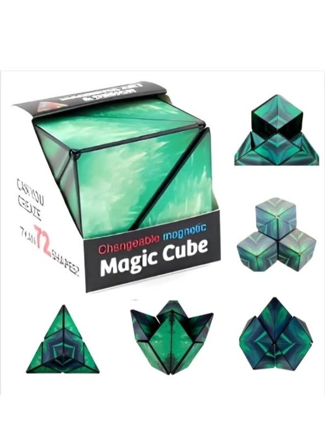 شيبشيب مكعب التحويل المغناطيسي - لغز مزدوج الإبداع يتغير شكله مع 36 مغناطيسًا من الأرض النادرة - يتحول إلى أكثر من شكل. (أخضر) - Image 3