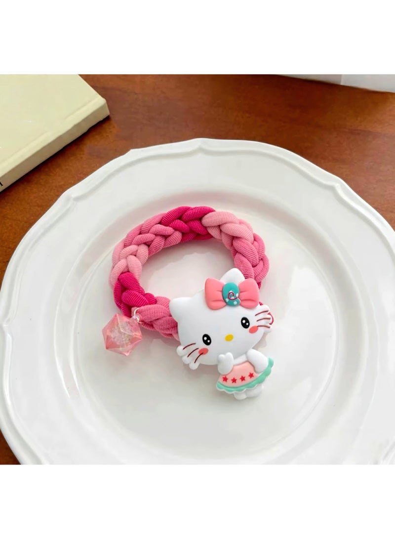 هالو كيتي رباط شعر مضفر وردي للبنات – قطعة واحدة (الأشكال قد تختلف) - Image 2