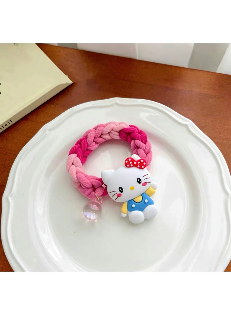 هالو كيتي رباط شعر مضفر وردي للبنات – قطعة واحدة (الأشكال قد تختلف) - Image 1