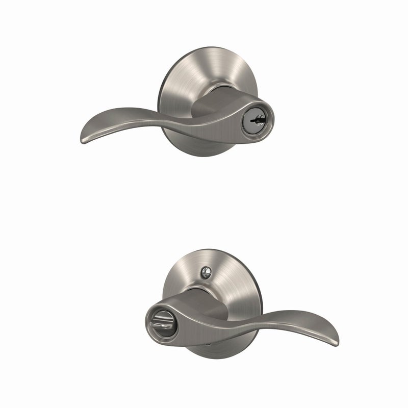 Schlage F51A ACC 619 Accent Door Lever Keyed Entry Lock Satin Nickel