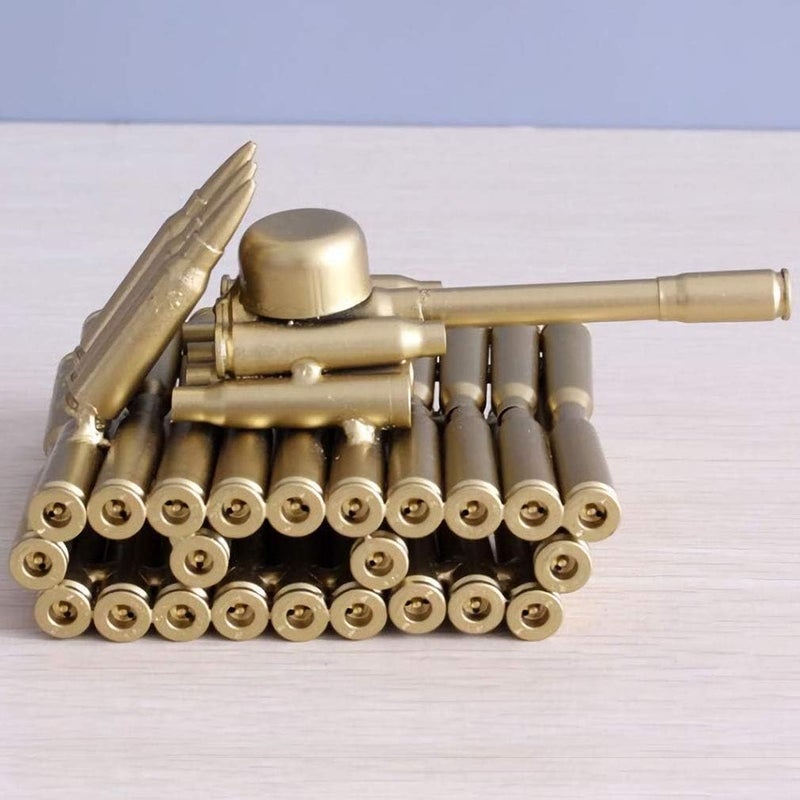 Singeek Bullet Shell Casing Shaped Army Tank Metal Sculpture,Great Decorative Artwork Model Gift for Home,Study Room Decorations (95 Tank) - Image 2