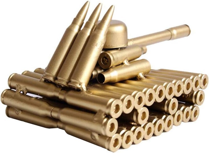 Singeek Bullet Shell Casing Shaped Army Tank Metal Sculpture,Great Decorative Artwork Model Gift for Home,Study Room Decorations (95 Tank) - Image 5
