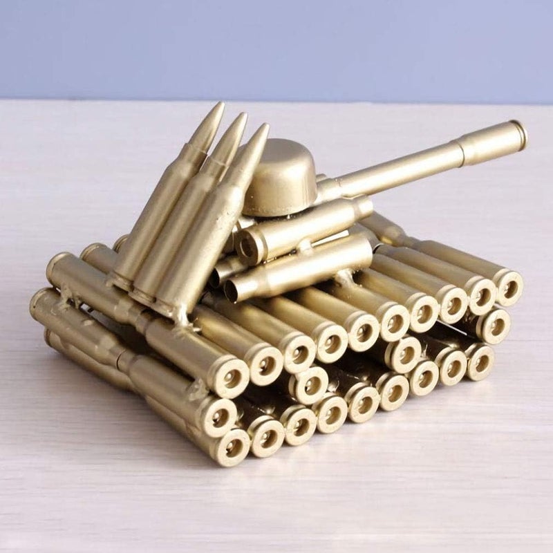 Singeek Bullet Shell Casing Shaped Army Tank Metal Sculpture,Great Decorative Artwork Model Gift for Home,Study Room Decorations (95 Tank) - Image 4