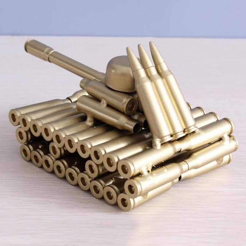 Singeek Bullet Shell Casing Shaped Army Tank Metal Sculpture,Great Decorative Artwork Model Gift for Home,Study Room Decorations (95 Tank) - Image 3