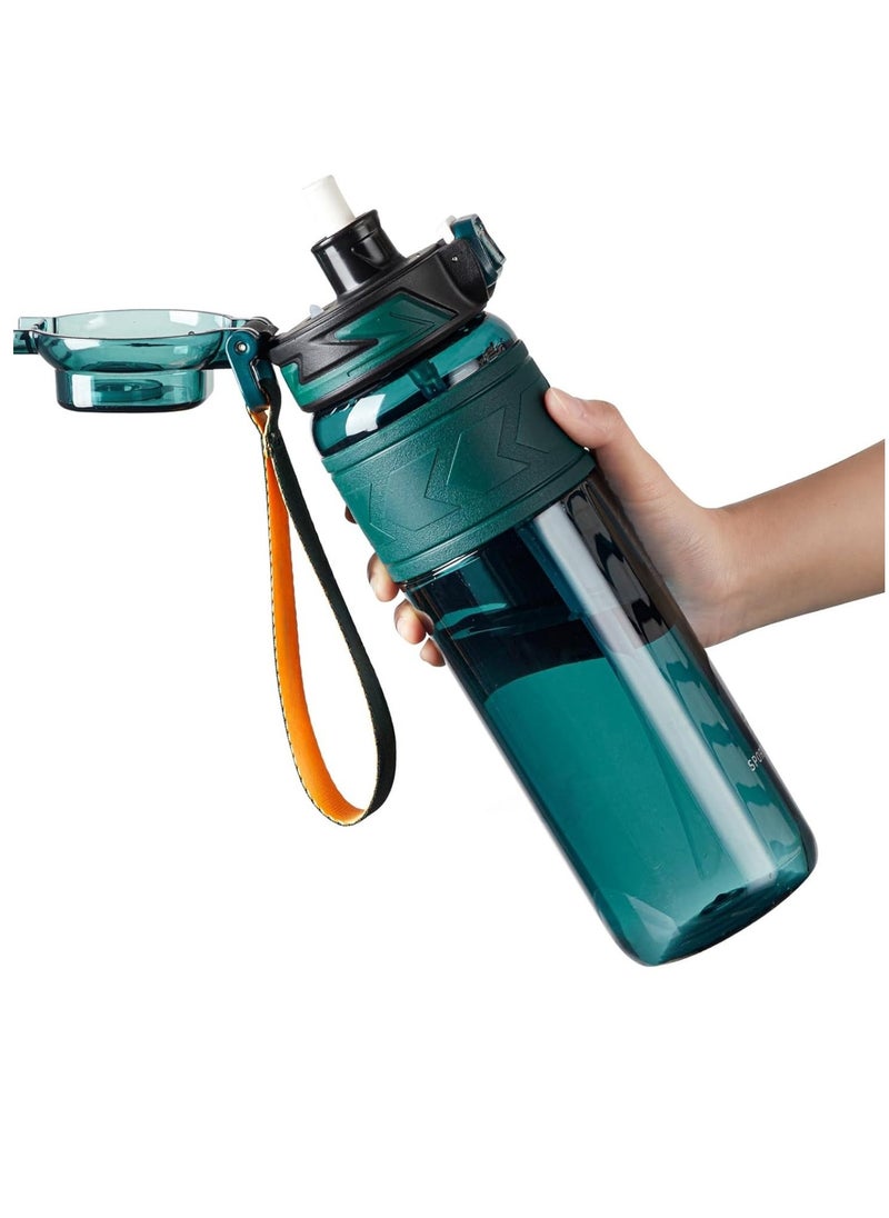 VIO Leakproof Water Bottle 1L With Capacity Marker, Flip Top Lid Straw Sipper Drink Bottles For Fitness, Gym, Outdoor, Sports, Yoga, Pilates, Running, Camping, School, College, Work, Travel  - Image 1