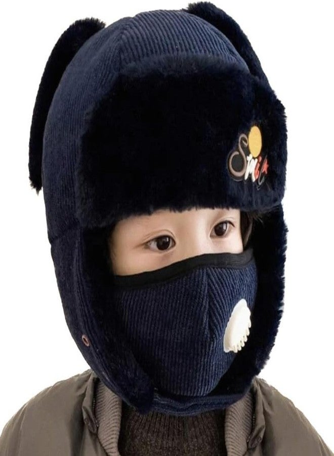 Malvina Unisex Kids Russian Hat Trapper Bomber Warm Trooper Ear Flaps Winter Ski Hat Cap Headwear,5-10 Years (Black) (Pack of 1)