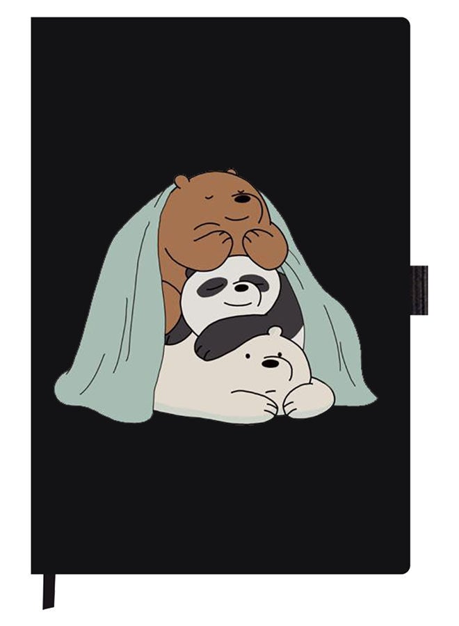 Theodor Designer A5 Thick Black Hardcover Notebook 3 Panda Sitting - Image 1