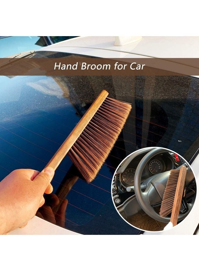 هومستر فرش تنظيف مكنسة اليد -فرشاة تنظيف أبراج ناعمة لتنظيف السيارات/سرير/الأراكة/مسودة/حديقة/أثاث/ملابس، مقبض خشبي - Image 4