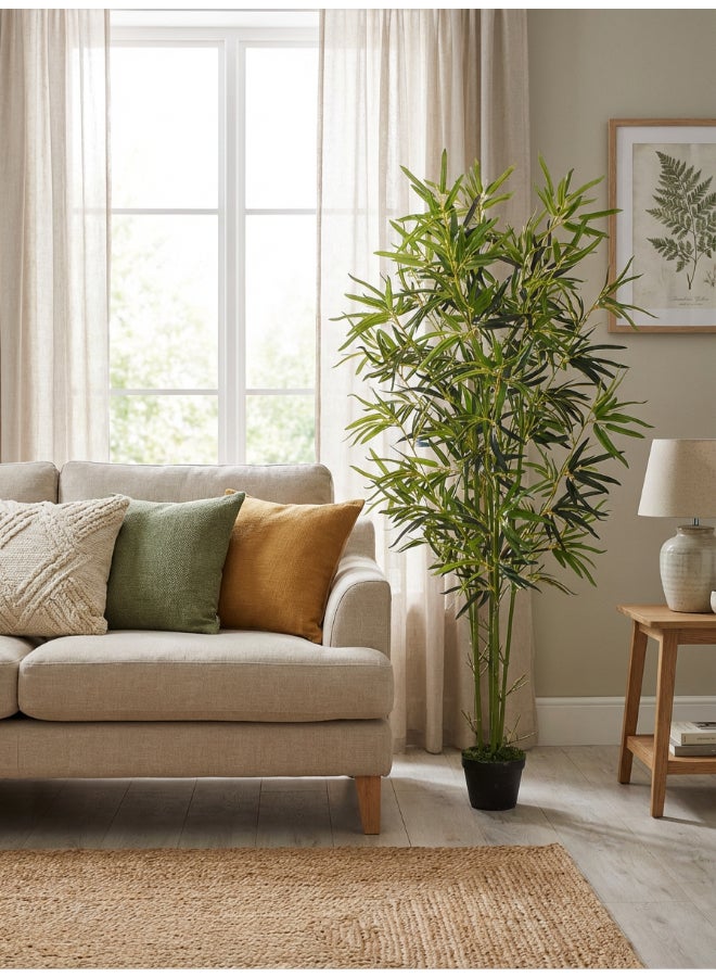 ايست من نون شجرة صناعية من الخيزران بارتفاع 160 سم (5.2 قدم) مع وعاء | نبات أرضي بتصميم وملمس واقعي - أخضر | شجرة بت texture طبيعي زخرفي للمنزل، غرفة المعيشة، غرفة الدراسة ومكاتب العمل - Image 4