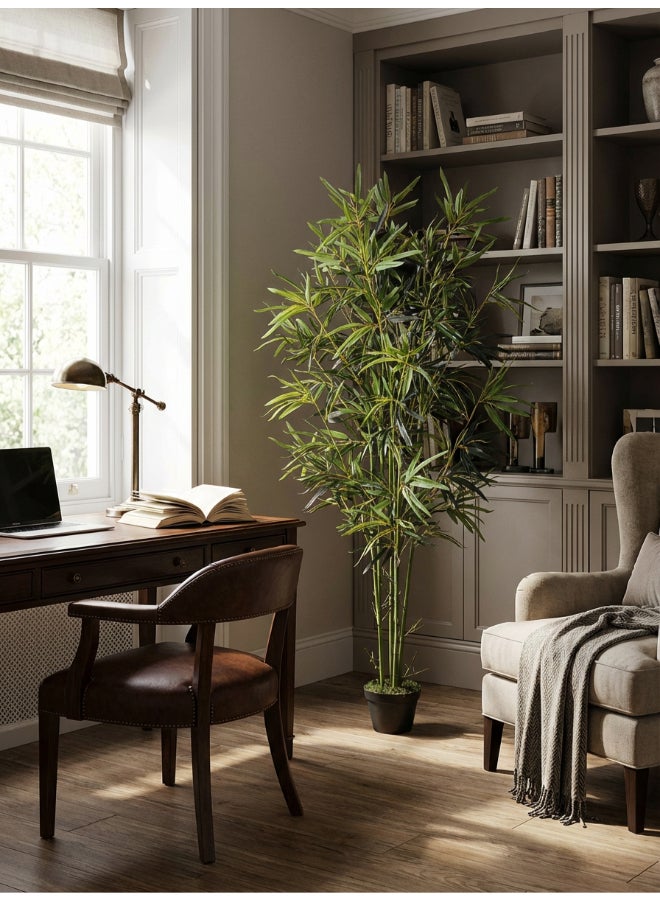 ايست من نون شجرة صناعية من الخيزران بارتفاع 160 سم (5.2 قدم) مع وعاء | نبات أرضي بتصميم وملمس واقعي - أخضر | شجرة بت texture طبيعي زخرفي للمنزل، غرفة المعيشة، غرفة الدراسة ومكاتب العمل - Image 3