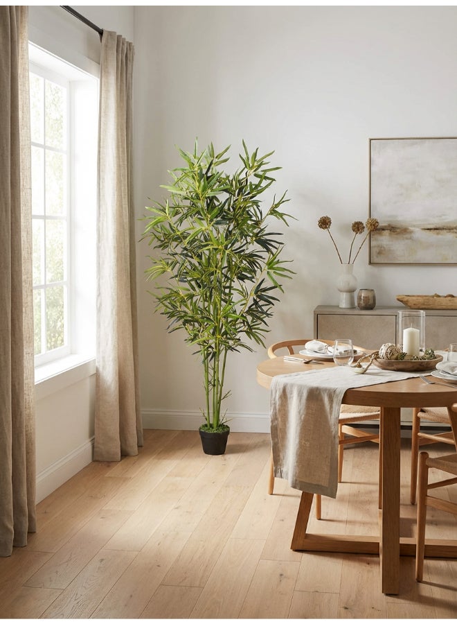 ايست من نون شجرة صناعية من الخيزران بارتفاع 160 سم (5.2 قدم) مع وعاء | نبات أرضي بتصميم وملمس واقعي - أخضر | شجرة بت texture طبيعي زخرفي للمنزل، غرفة المعيشة، غرفة الدراسة ومكاتب العمل - Image 5