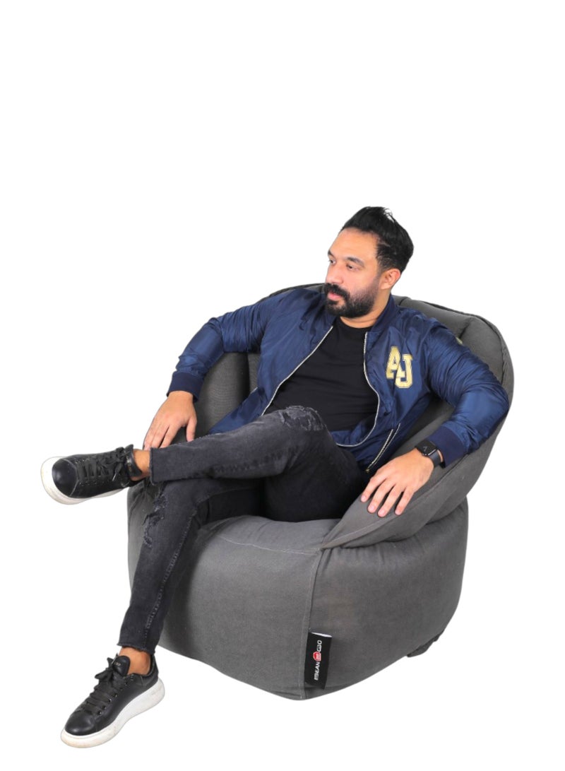 كرسي بين باج قماش رمادي