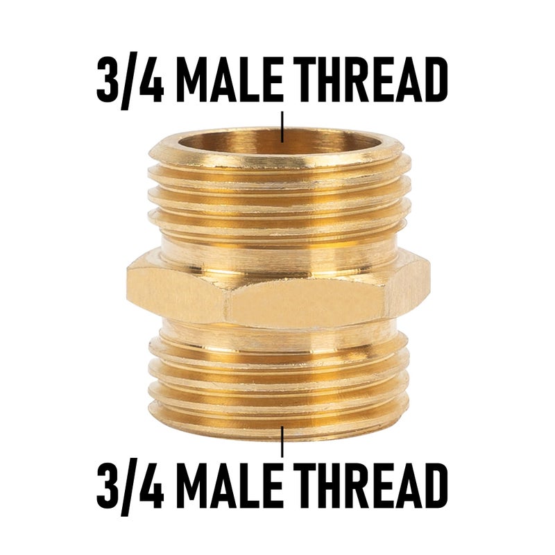 Hourleey Garden Hose Adapter, 3/4 Inch Male to Male Hose Adapter, Solid Brass Hose Connectors, 2 Pack Male Connector with 2 Extra Washers - Image 3