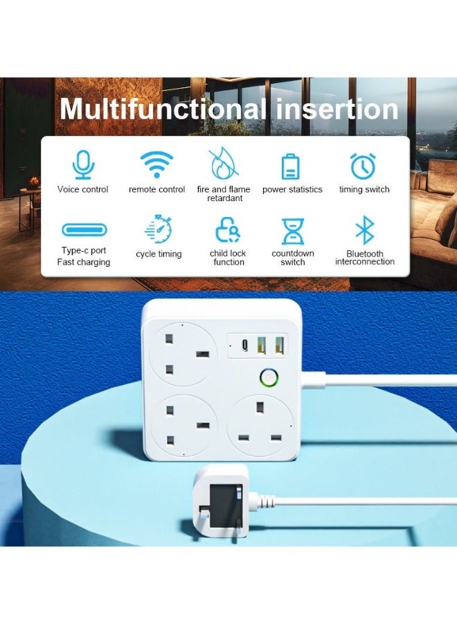 UanTii Smart Power Strip Tuya Wifi Surge Protector Extension With 20W USB-C Port,Energy Monitoring,Timing Schedule,App Control,Works with Alexa and Google Home - Image 2