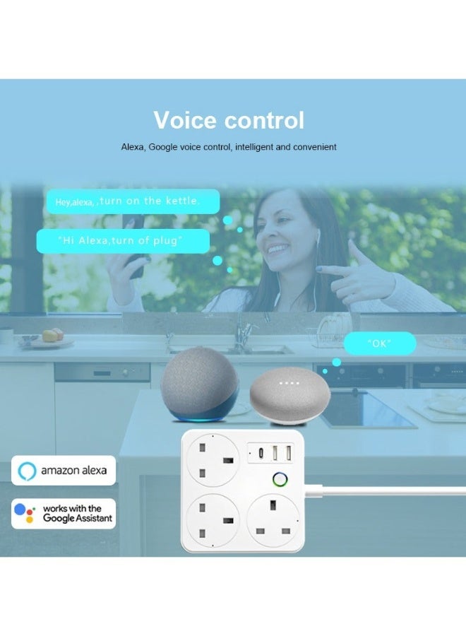 UanTii Smart Power Strip Tuya Wifi Surge Protector Extension With 20W USB-C Port,Energy Monitoring,Timing Schedule,App Control,Works with Alexa and Google Home - Image 3