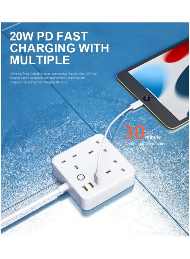 UanTii Smart Power Strip Tuya Wifi Surge Protector Extension With 20W USB-C Port,Energy Monitoring,Timing Schedule,App Control,Works with Alexa and Google Home - Image 4