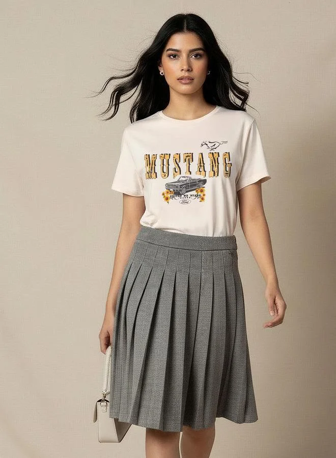 اس بي كاركترز Cotton T shirt with Mustang Print