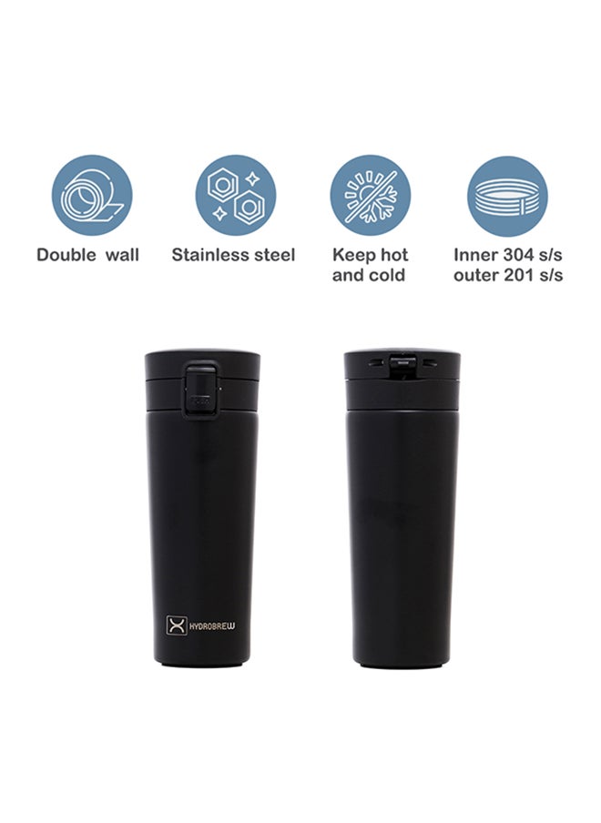 HYDROBREW - Double Wall Insulated Tumbler Water Bottle - Black, 500Ml - Image 1