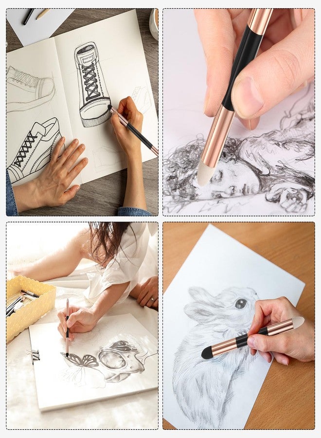 PATIKIL Artist Blending Sponge Pen, 3 Pcs Small Double Headed Reusable Rubbing Sponge Sketch Pen Brush Drawing Art Blenders for Artist Lightening Highlight Shadow Detail Correction, Gold - Image 5