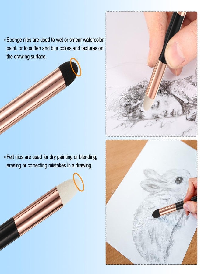 PATIKIL Artist Blending Sponge Pen, 3 Pcs Small Double Headed Reusable Rubbing Sponge Sketch Pen Brush Drawing Art Blenders for Artist Lightening Highlight Shadow Detail Correction, Gold - Image 3