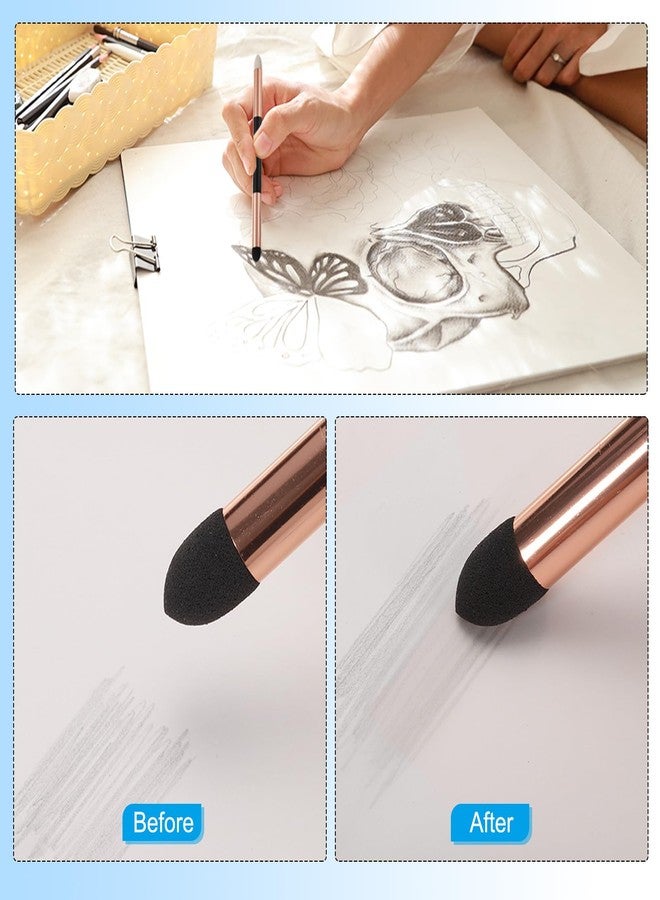 PATIKIL Artist Blending Sponge Pen, 3 Pcs Small Double Headed Reusable Rubbing Sponge Sketch Pen Brush Drawing Art Blenders for Artist Lightening Highlight Shadow Detail Correction, Gold - Image 4