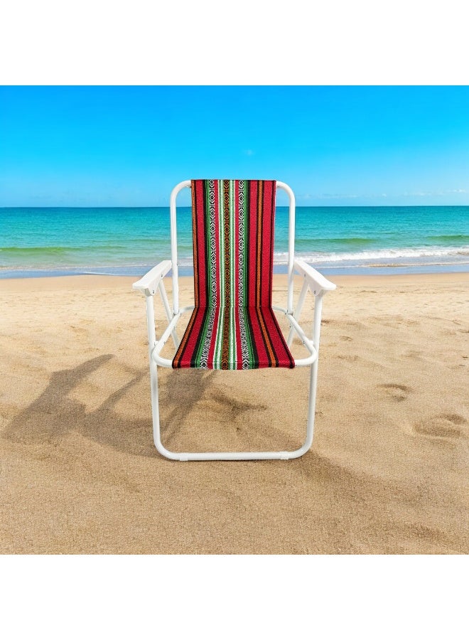كرسي صحراوي | كرسي تخييم خفيف الوزن قابل للطي | كرسي خارجي محمول من البوليستر بإطار فولاذي | تصميم متين وسهل الحمل، مقاوم للرمال، مثالي للنزهات والمشي لمسافات طويلة والسفر | كرسي صغير الحجم قابل للطي للشاطئ والحديقة والفعاليات الرياضية - Image 2
