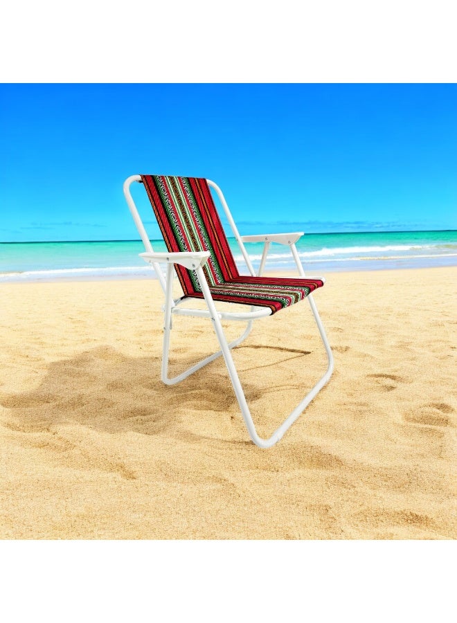كرسي صحراوي | كرسي تخييم خفيف الوزن قابل للطي | كرسي خارجي محمول من البوليستر بإطار فولاذي | تصميم متين وسهل الحمل، مقاوم للرمال، مثالي للنزهات والمشي لمسافات طويلة والسفر | كرسي صغير الحجم قابل للطي للشاطئ والحديقة والفعاليات الرياضية - Image 5