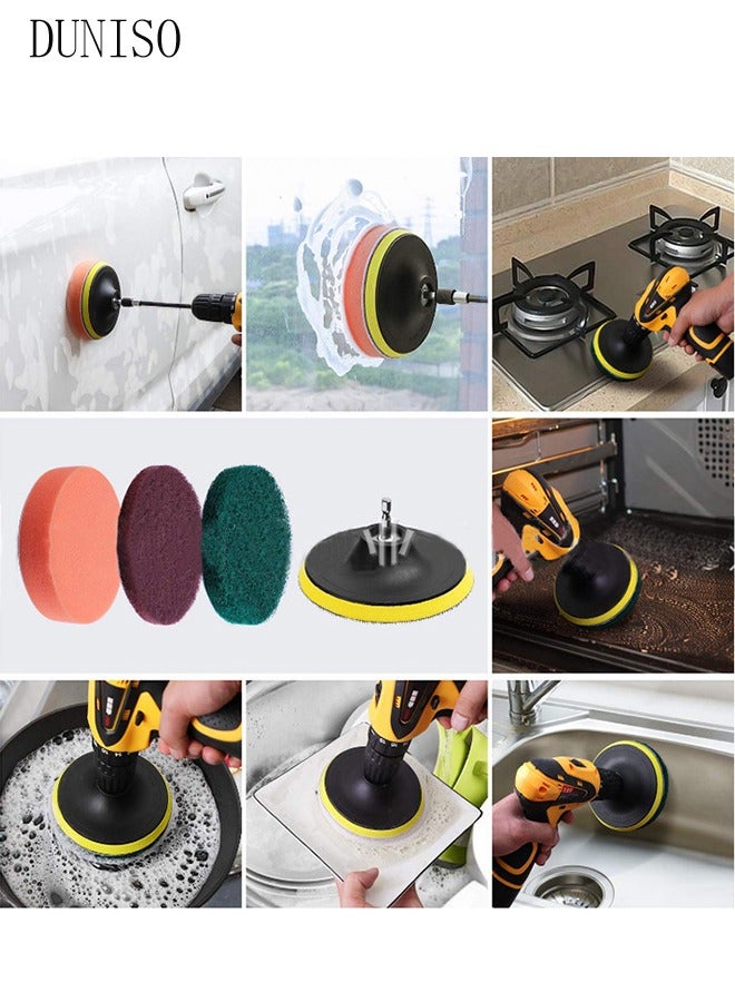 DUNISO 12 Pieces Drill Brush Attachment Set, Electric Brush Pad Sponge Brush, Tile, Sink, Bathtub, Bathroom, Kitchen Cart  - Image 5