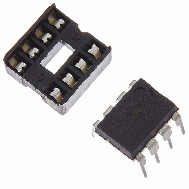 Bridgold 40 قطعة (20 قطعة * NE555P + 20 قطعة * 8P IC Block) دوائر توقيت دقيقة NE555، 8 دبابيس. - Image 2
