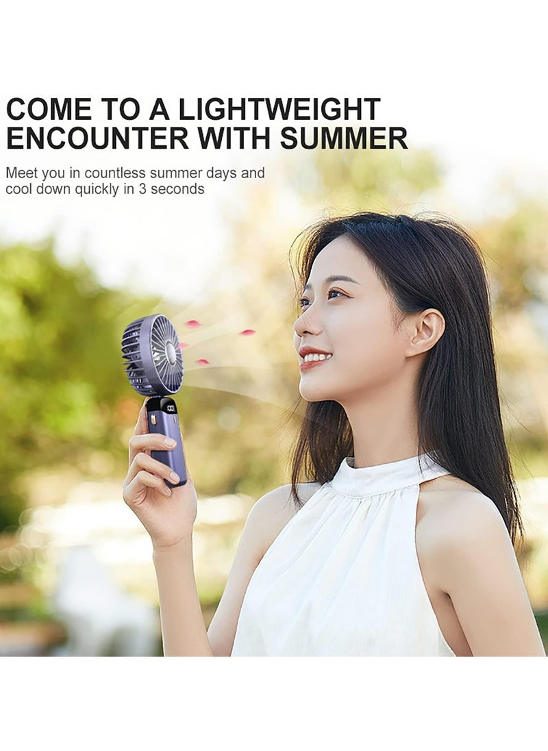 DAMAL - Portable folding handheld small fan, 5000mAh long battery life, LED power display, 5 speed adjustable, USD charging, 90° adjustable, suitable for students, office, outdoor, party, travel, etc. (green) - Image 1