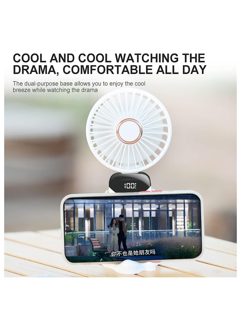 DAMAL - Portable folding handheld small fan, 5000mAh long battery life, LED power display, 5 speed adjustable, USD charging, 90° adjustable, suitable for students, office, outdoor, party, travel, etc. (green) - Image 1