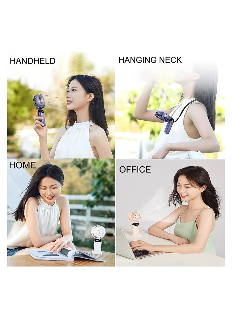 DAMAL - Portable folding handheld small fan, 5000mAh long battery life, LED power display, 5 speed adjustable, USD charging, 90° adjustable, suitable for students, office, outdoor, party, travel, etc. (green) - Image 1