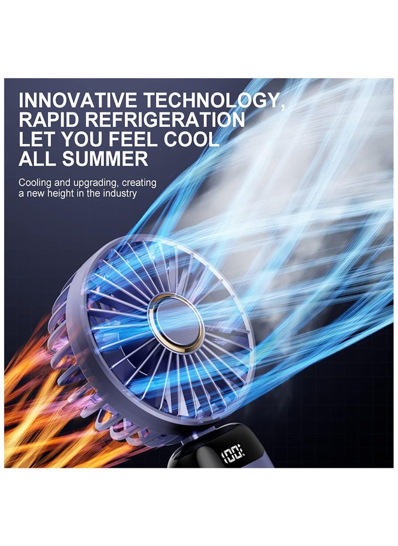 DAMAL - Portable folding handheld small fan, 5000mAh long battery life, LED power display, 5 speed adjustable, USD charging, 90° adjustable, suitable for students, office, outdoor, party, travel, etc. (green) - Image 1