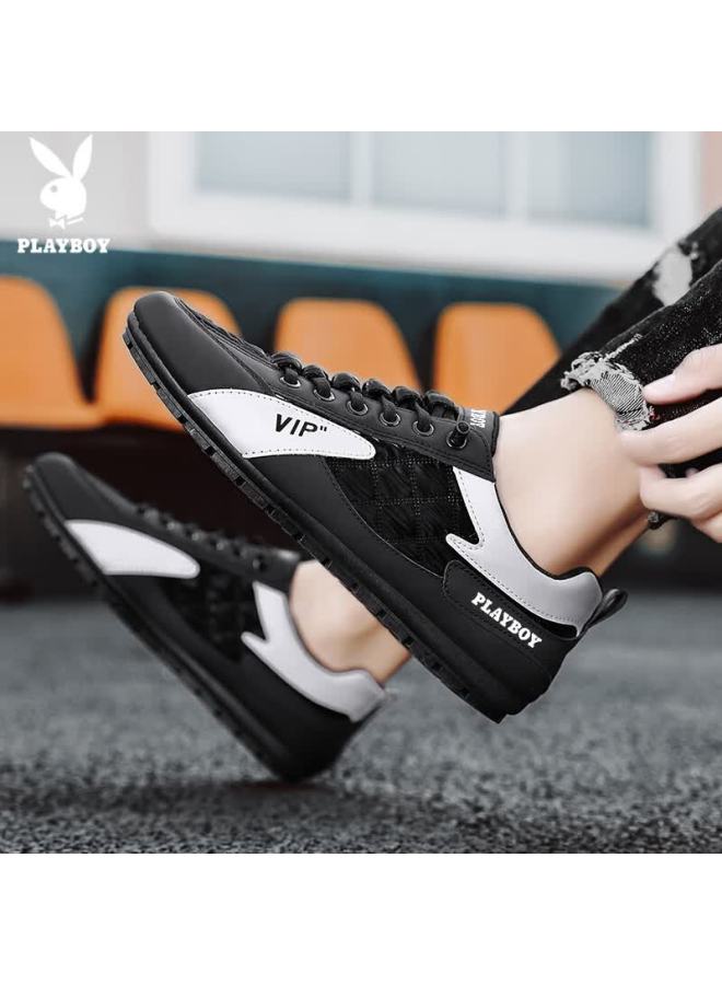 Playboy Men's Shoes Spring Summer Dad Sneakers Casual Soft Sole Sports Shoes Versatile Training Shoes Black Size 43 - Image 5