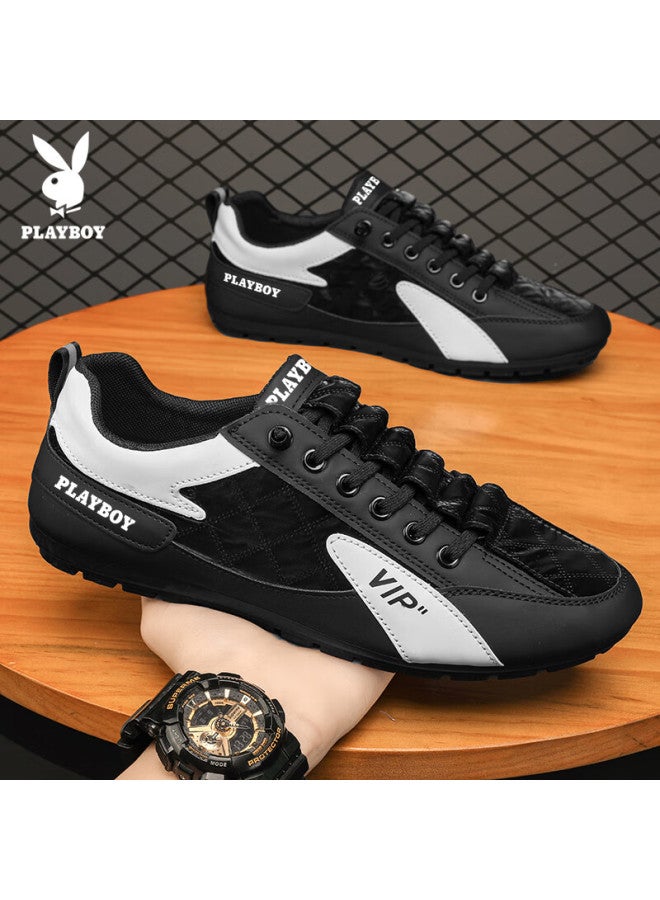 Playboy Men's Shoes Spring Summer Dad Sneakers Casual Soft Sole Sports Shoes Versatile Training Shoes Black Size 43 - Image 1