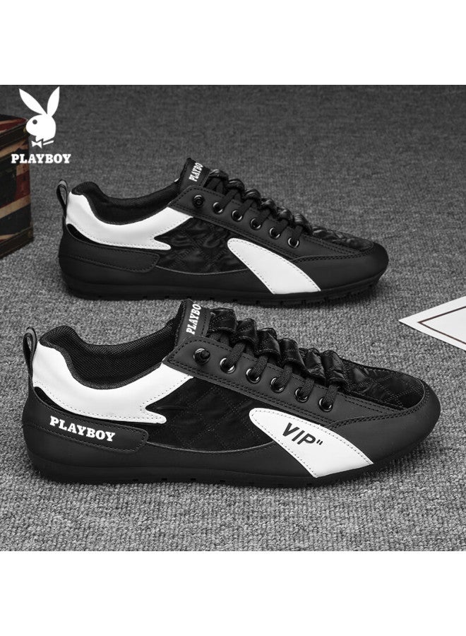 Playboy Men's Shoes Spring Summer Dad Sneakers Casual Soft Sole Sports Shoes Versatile Training Shoes Black Size 43 - Image 2