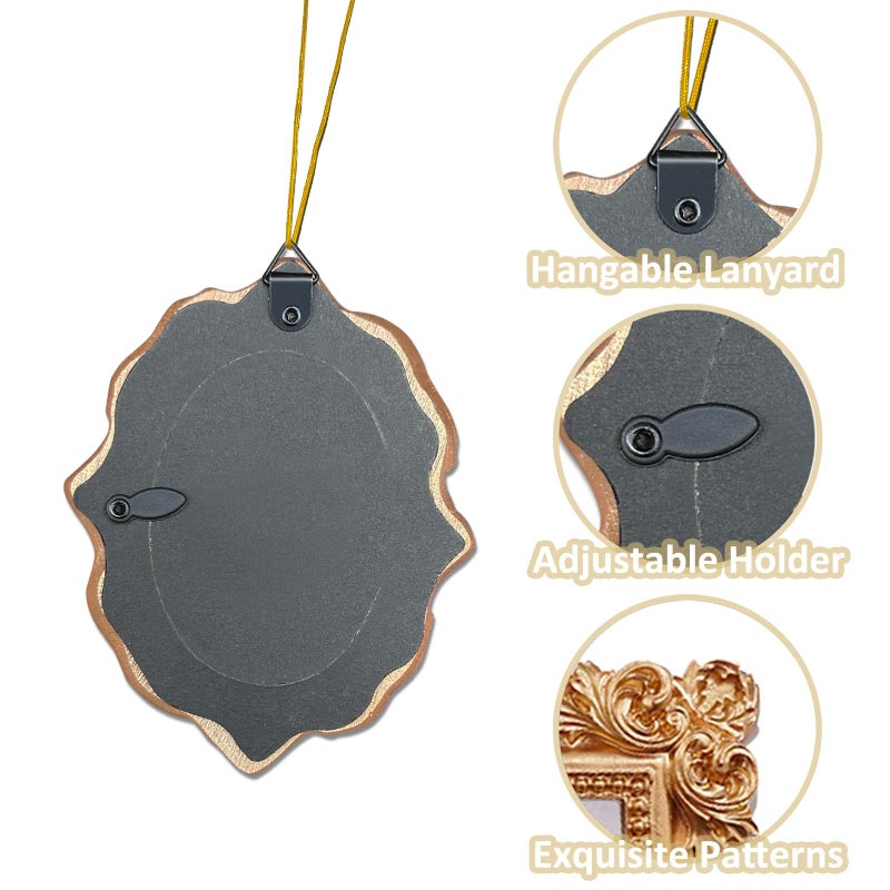 NSdawali 4 Pcs Mini Vintage Picture Frames Wall Hanging Gold Tiny Picture Frames Antique Small Oval Rectangle Photo Frame Ornaments for Display Picture Home Wedding Gallery Art Christmas Tree Decor - Image 3