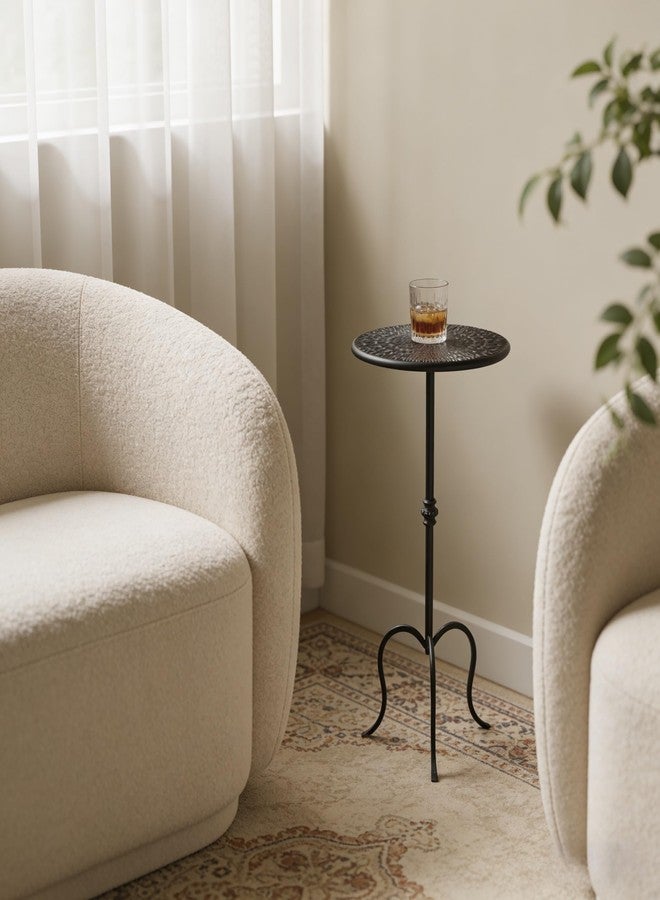 Remenna Metal Round Side Table, Modern Accent Small Drink Table, Coffee Martini Table for Small Spaces,Living Room,Bedroom,Corners (Black) - Image 5