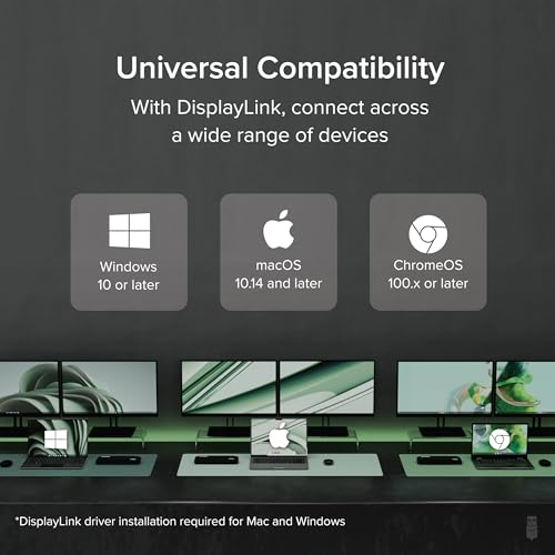 Plugable USB 3.0 Universal Docking Station for Windows, macOS, ChromeOS (Dual HDMI Monitors or DVI/VGA, Gigabit Ethernet, Audio, 6 USB Ports) - Image 5