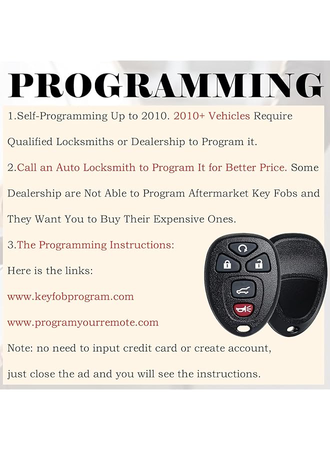 Keyless Entry Remote Control Key Fob Replacement Fits For Chevy Traverse 2007-2016 Tahoe Suburban Gmc Acadia Yukon Xl Buick Enclave Cadillac Escalade Saturn Outlook Ouc60270 Ouc60221 15913415 - Image 4