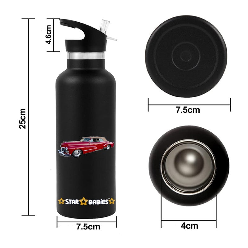 Star Babies - Bento Lunch Box With 4 Compartments & Stainless Steel Water Bottle - Retro Car - 500 ml - Image 3