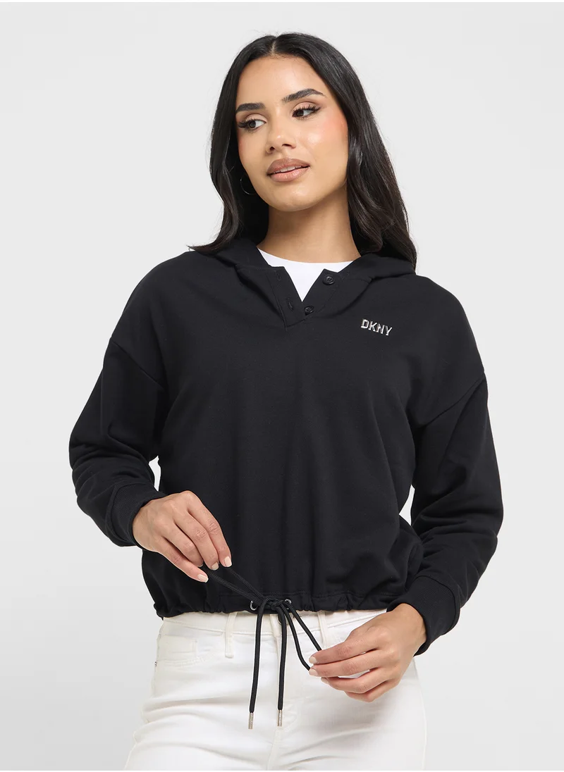 دي كاي أن واي سبورت Front Button Detail Hoodie