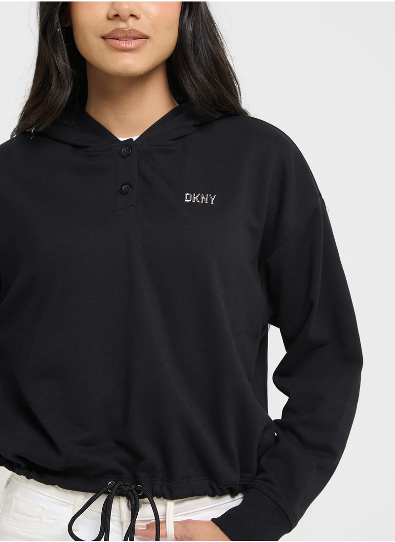 دي كاي أن واي سبورت Front Button Detail Hoodie